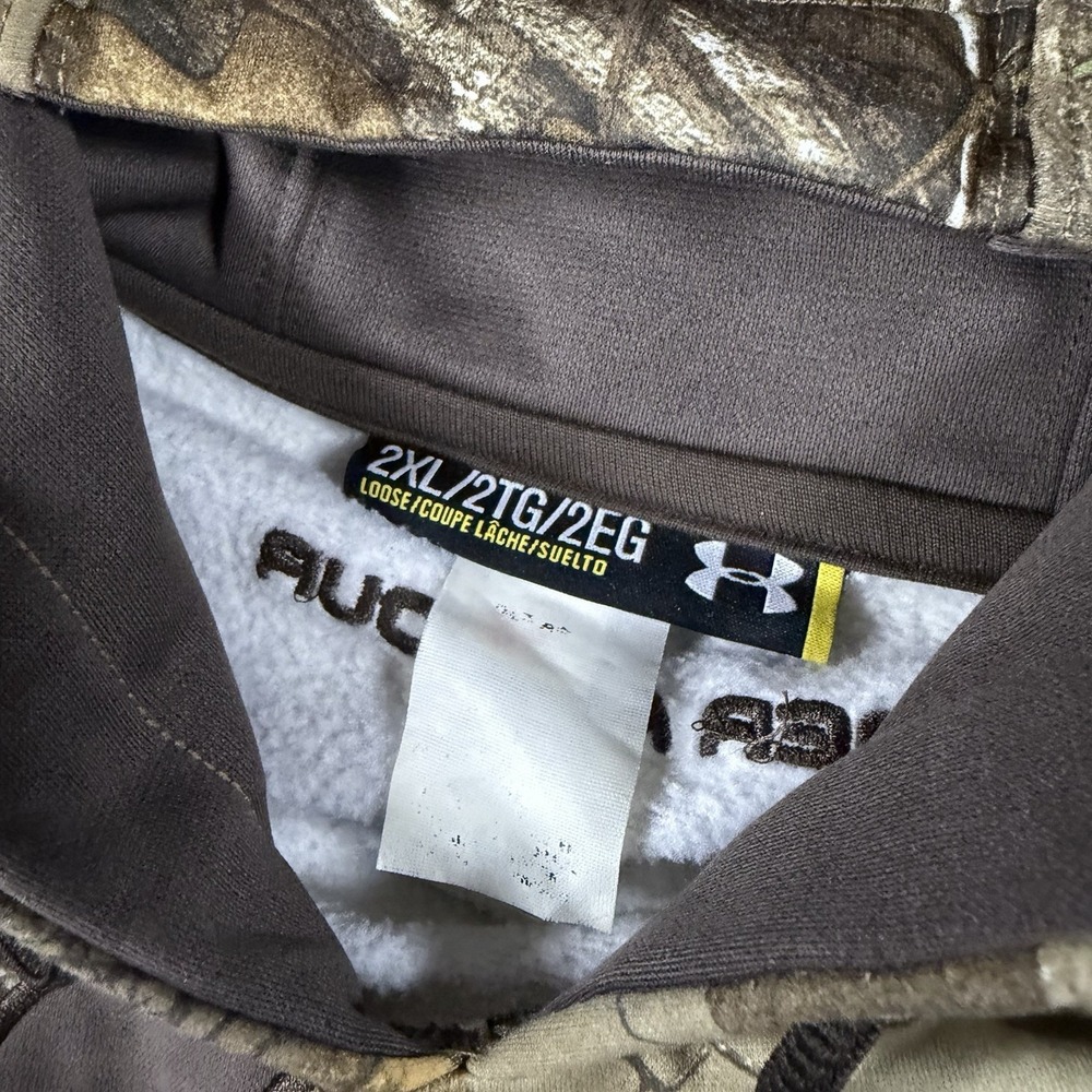 Under Armour Camo Hoodie Mens 2XL Realtree Storm Hunting Outdoors - Picture 3 of 8